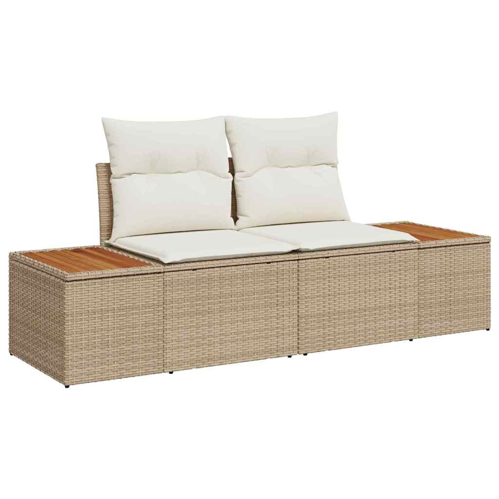 Conjunto de sofás de jardín 7 pcs Beige y Crema Ratán sintético