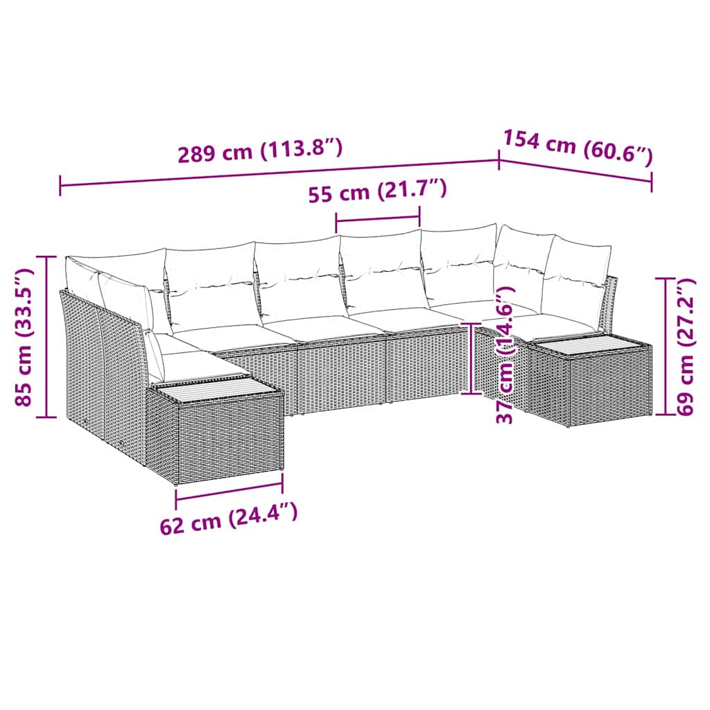 Conjunto de sofás de jardín 7 pcs Beige y Crema Ratán sintético