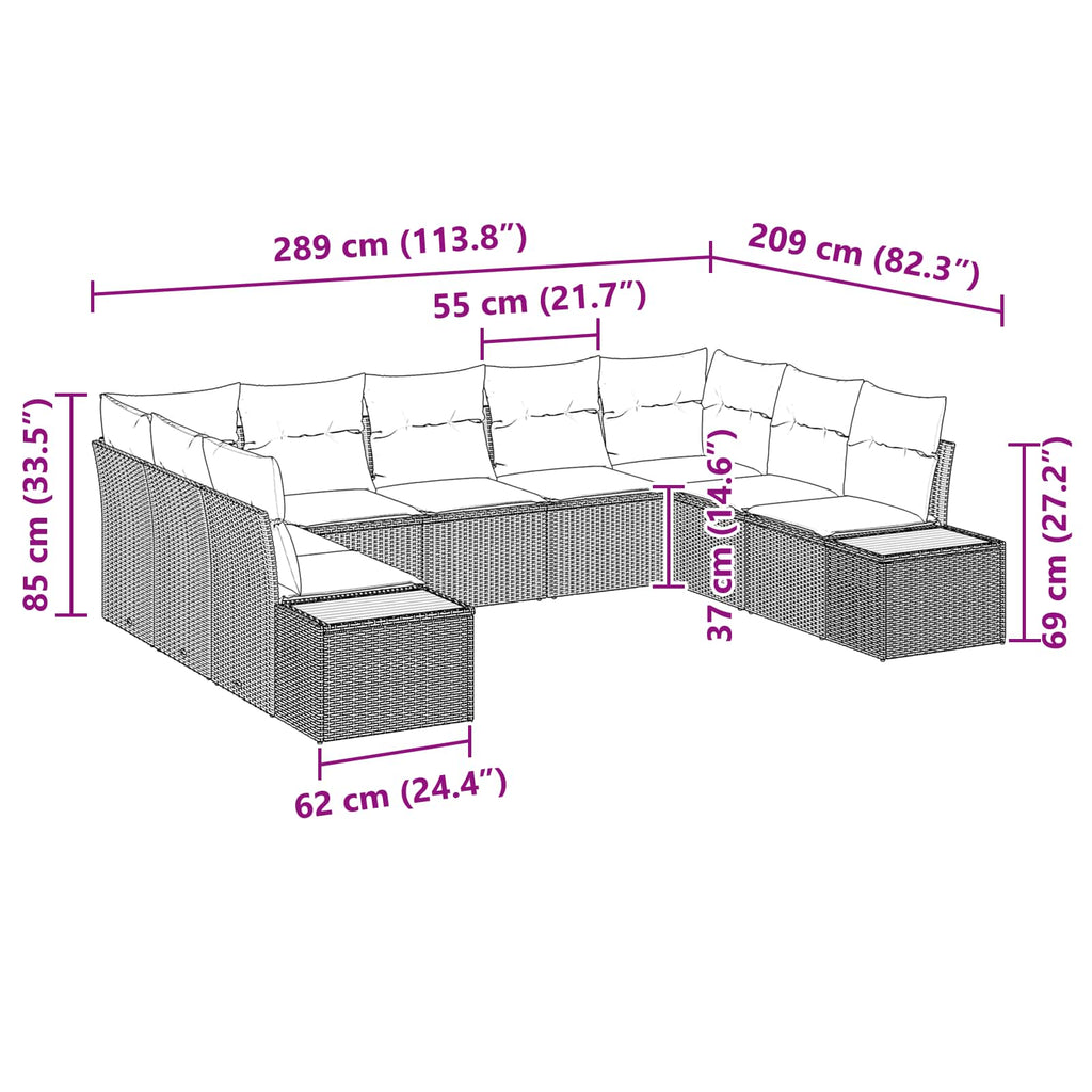 Conjunto de sofás de jardín 5 pcs Negro Ratán sintético
