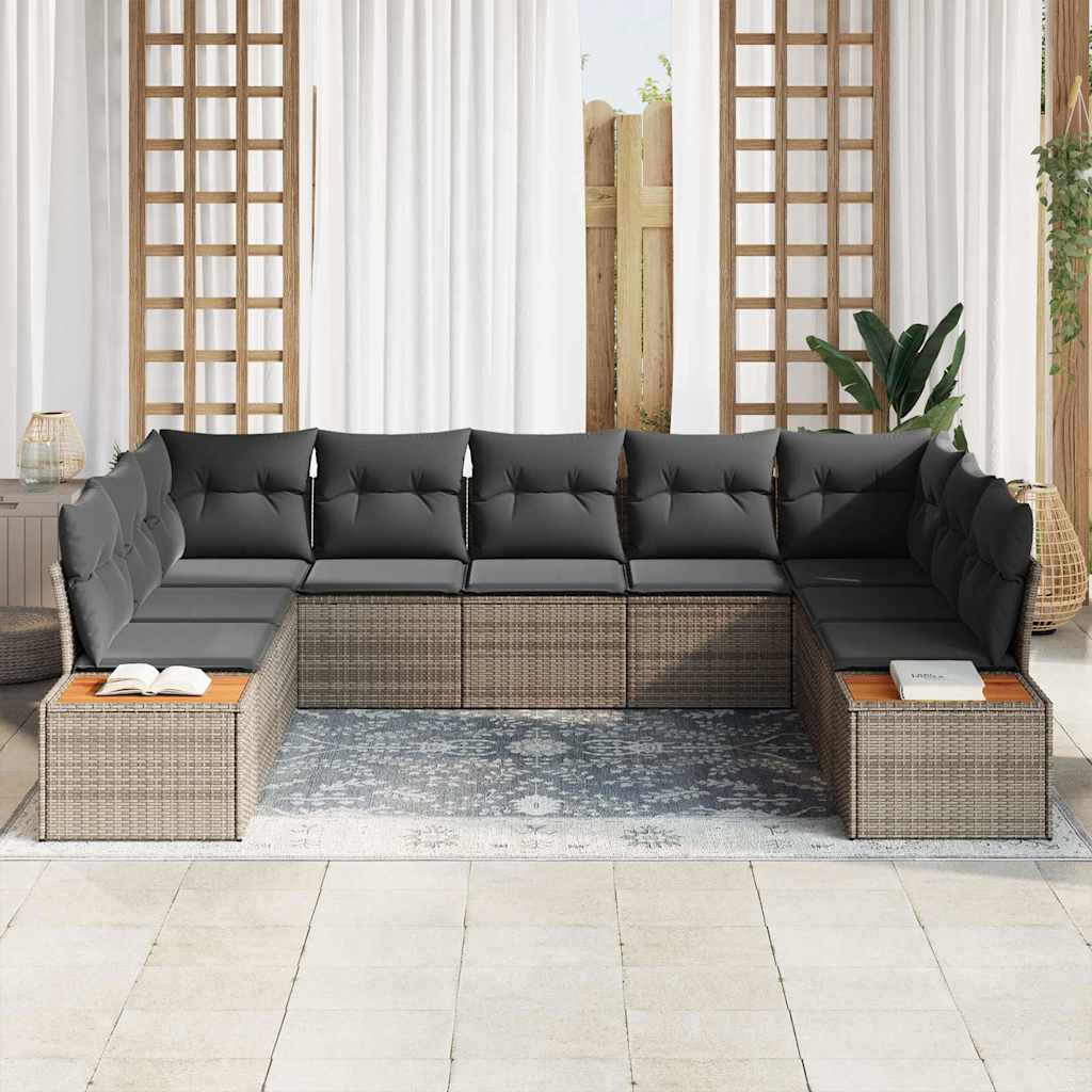 Conjunto de sofás de jardín 5 pcs Gris Ratán sintético