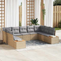 Conjunto de sofás de jardín con cojín 5 pcs Beige y Gris Claro