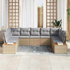 Conjunto de sofás de jardín con cojín 5 pcs Beige y Gris Claro