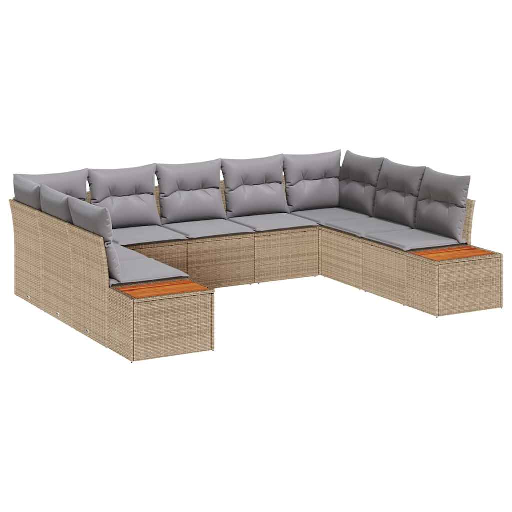 Conjunto de sofás de jardín con cojín 5 pcs Beige y Gris Claro