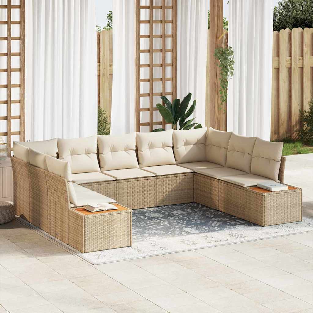Conjunto de sofás de jardín 5 pcs Beige y Crema Ratán sintético