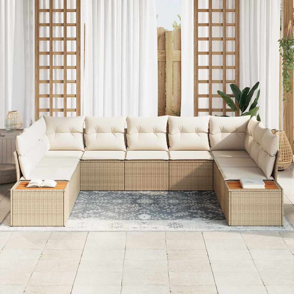 Conjunto de sofás de jardín 5 pcs Beige y Crema Ratán sintético
