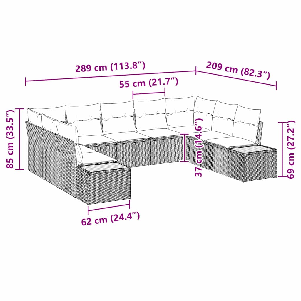 Conjunto de sofás de jardín 5 pcs Beige y Crema Ratán sintético