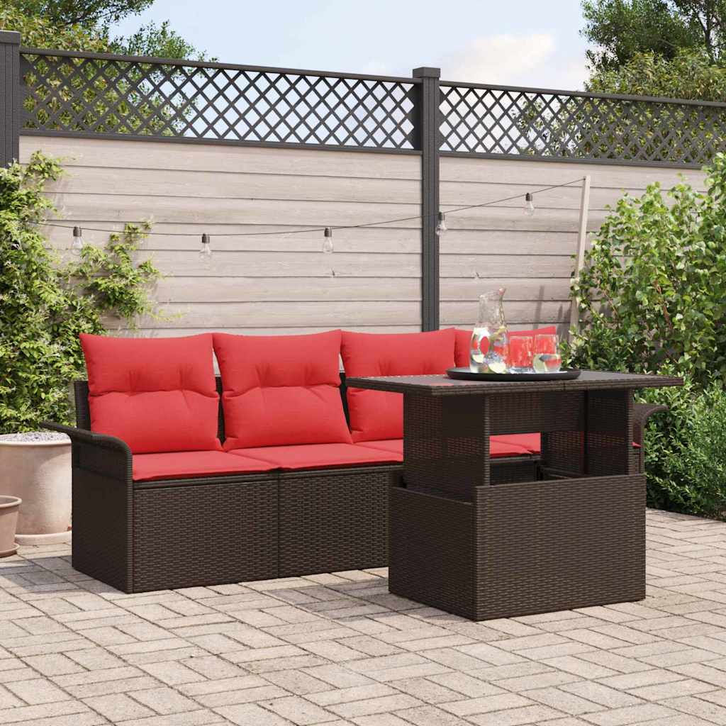 Conjunto de sofá de jardín con cojín 5 pcs Gris Poliratán
