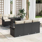 6 pcs Outdoor Sofa Set Black Rattan Polyester