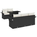 Conjunto de sofá de jardín 6 pcs Negro Rattan de Poliéster