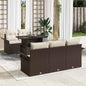 Garden Sofa Set 6 pcs Light Grey Polyester Rattan