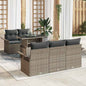 Garden Sofa Set 6 pcs Light Grey Polyester Rattan