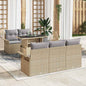 Conjunto de sofá de jardim 6 pcs Bege Vime de Poliéster