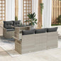 Garden Sofa Set 6 pcs Light Grey Polyester Rattan