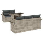 Conjunto de sofá de jardín 6 pcs Gris Claro Rattan de Poliéster