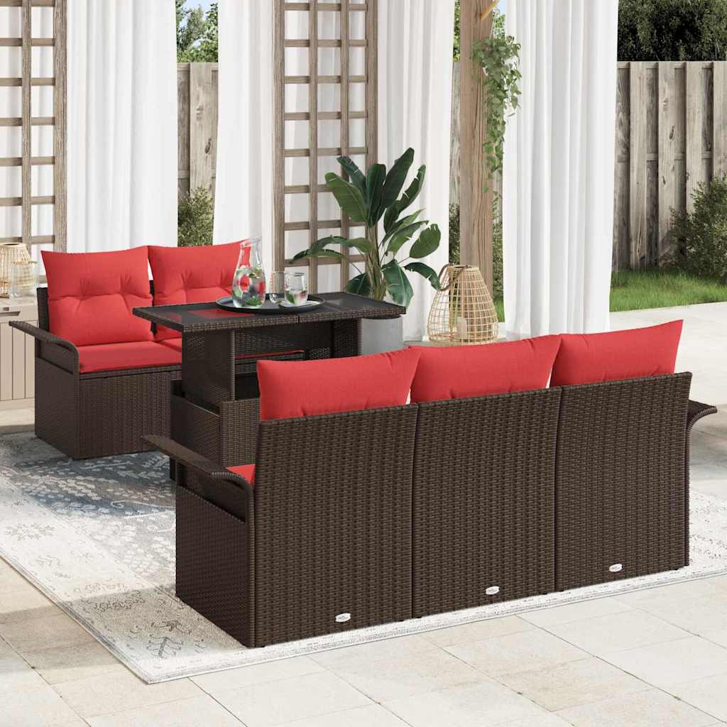 Conjunto de sofá de jardín 6 pcs Gris Rattan de Poliéster