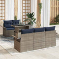 Conjunto de sofá de jardín 6 pcs Gris Rattan de Poliéster
