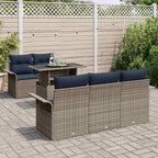 Conjunto de sofá de jardín 6 pcs Gris Rattan de Poliéster
