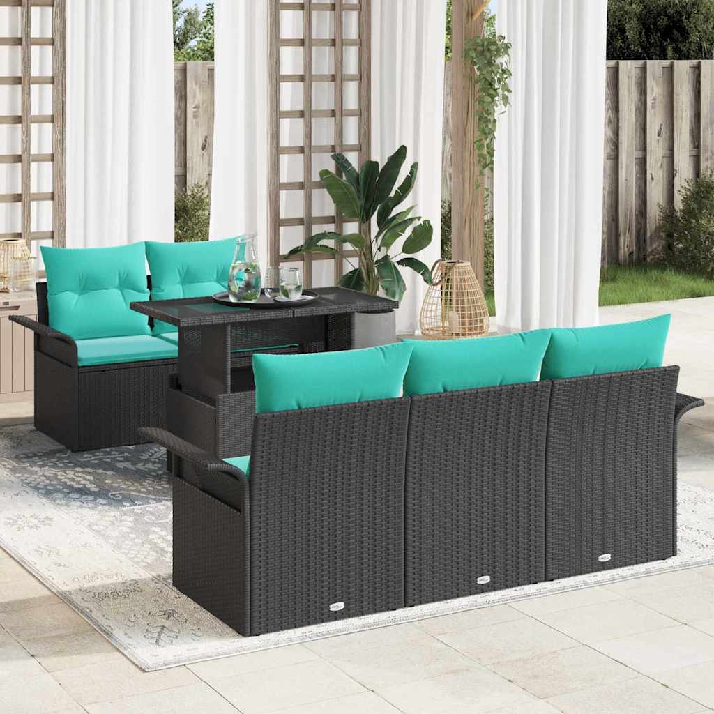 Conjunto de sofá de jardín 6 pcs Gris Rattan de Poliéster
