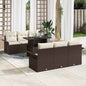 Conjunto de sofá de jardín 7 pcs Beige Rattan de Poliéster