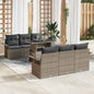 Conjunto de sofá de jardín 7 pcs Beige Rattan de Poliéster