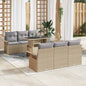 Conjunto de sofá de jardín 7 pcs Beige Rattan de Poliéster