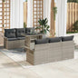 Conjunto de sofá de jardín 7 pcs Beige Rattan de Poliéster