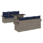 Conjunto de sofá de jardín 7 pcs Gris Rattan de Poliéster