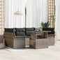 Conjunto de sofá de jardín 7 pcs Beige Rattan de Poliéster
