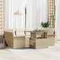 Conjunto de sofá de jardín 7 pcs Beige Rattan de Poliéster