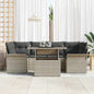 Conjunto de sofá de jardín 7 pcs Beige Rattan de Poliéster