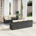 Conjunto de sofá de jardín 8 pcs Negro Rattan de Poliéster
