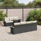 Conjunto de sofá de jardín 8 pcs Negro Rattan de Poliéster