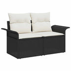Conjunto de sofá de jardín 8 pcs Negro Rattan de Poliéster