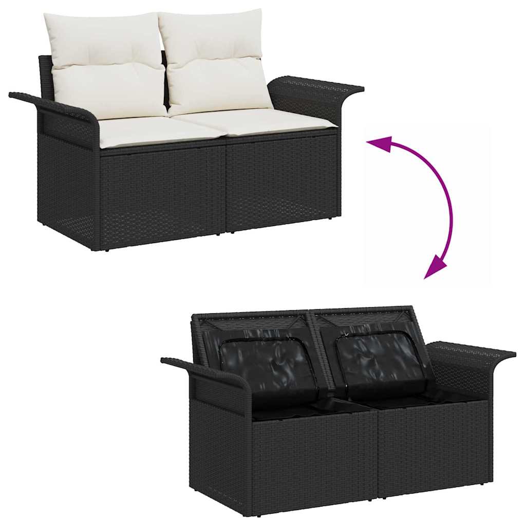 Conjunto de sofá de jardín 8 pcs Negro Rattan de Poliéster