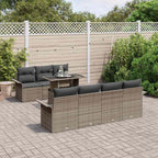 Conjunto de sofá de jardín 8 pcs Gris Rattan de Poliéster