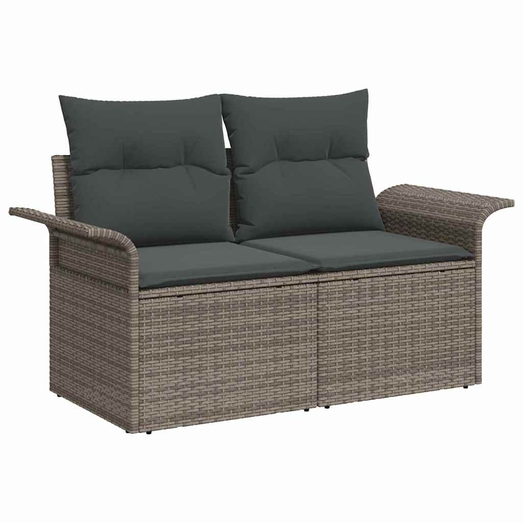 Conjunto de sofá de jardín 8 pcs Gris Rattan de Poliéster