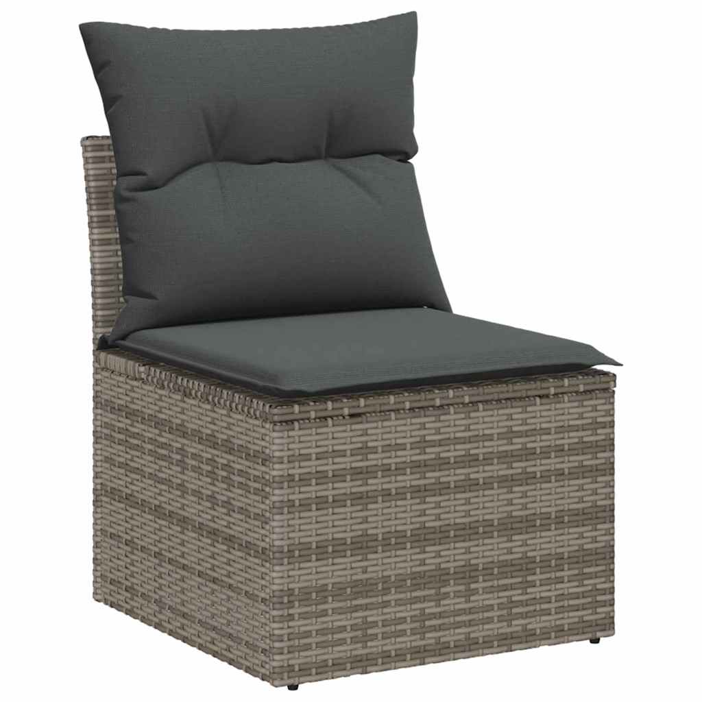 Conjunto de sofá de jardín 8 pcs Gris Rattan de Poliéster