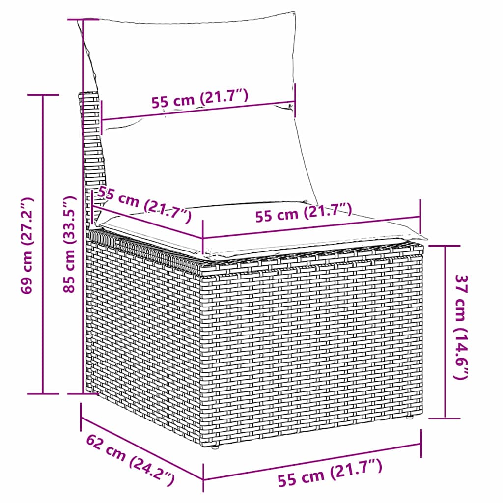 Conjunto de sofá de jardín 8 pcs Gris Rattan de Poliéster