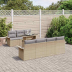 Conjunto de sofá de jardín con cojín 8 pcs Beige Poliratán