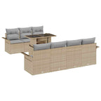 Conjunto de sofá de jardín con cojín 8 pcs Beige Poliratán