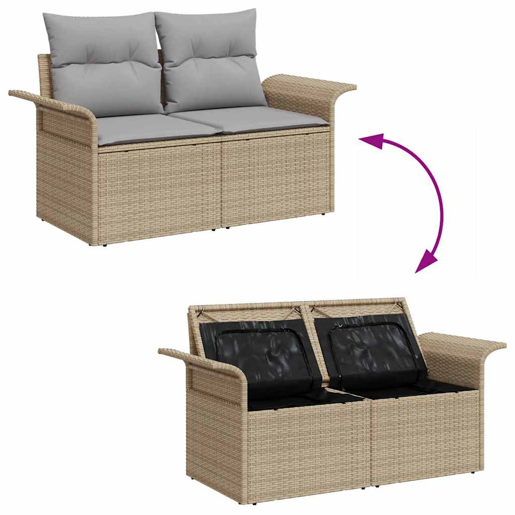Conjunto de sofá de jardín con cojín 8 pcs Beige Poliratán