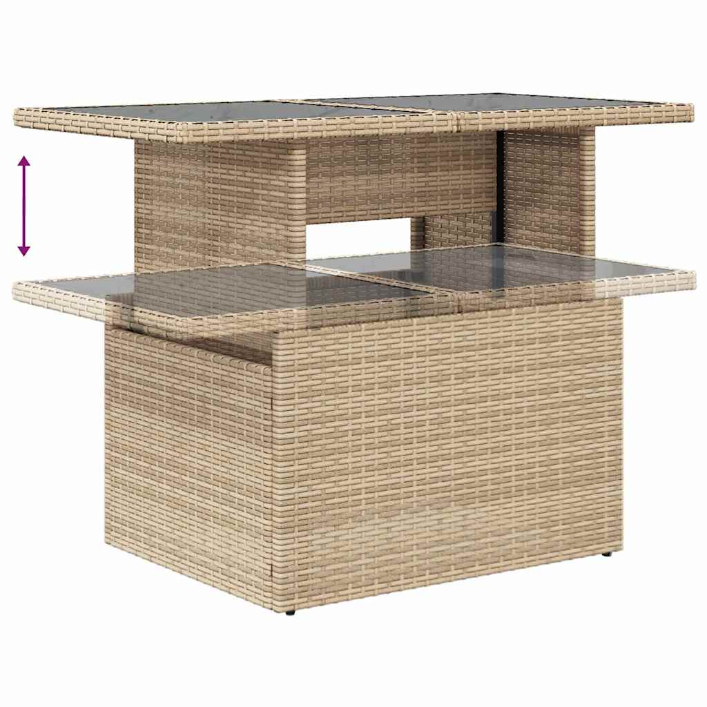Conjunto de sofá de jardín con cojín 8 pcs Beige Poliratán