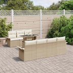 Conjunto de sofá de jardín 8 pcs Beige Rattan de Poliéster