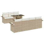 Conjunto de sofá de jardín 8 pcs Beige Rattan de Poliéster