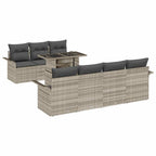 Conjunto de sofá de jardín 8 pcs Gris Claro Rattan de Poliéster