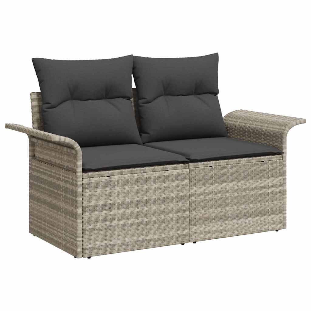 Conjunto de sofá de jardín 8 pcs Gris Claro Rattan de Poliéster