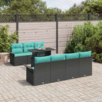 Conjunto de sofá de jardín 8 pcs Negro Rattan de Poliéster