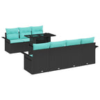 Conjunto de sofá de jardín 8 pcs Negro Rattan de Poliéster