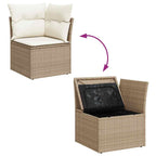 Conjunto de sofá de jardín 8 pcs Beige Rattan de Poliéster