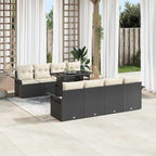 Conjunto de sofá de jardín con cojín 9 pcs Negro Poliratán